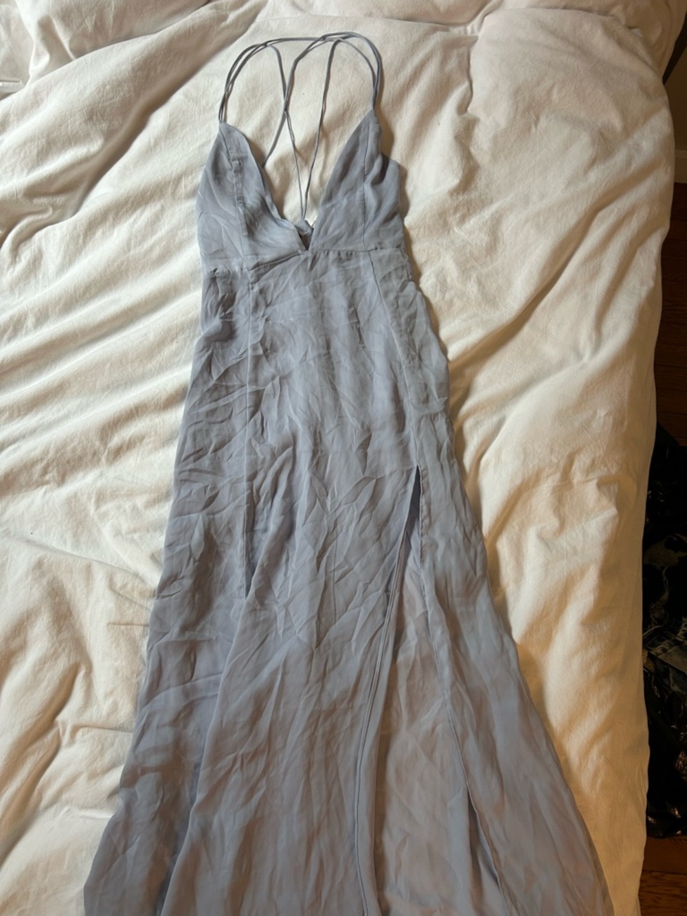 Tobi Dusty Light Gray Strappy V-Neck Maxi Dress